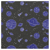 Space Theme Planets Rockets Stars op zwart