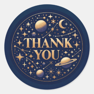 Space Theme Star and Planet Dank u Ronde Sticker