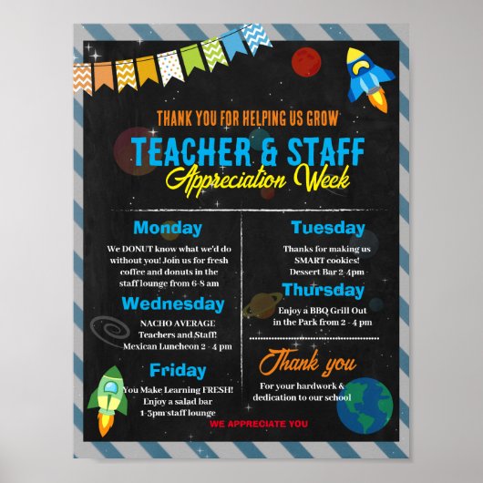 Space Theme Teacher Waarderingsweek Poster (Voorkant)