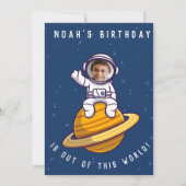 Space Theme Verjaardagsfeest Uitnodigen - aangepas Kaart (Voorkant)