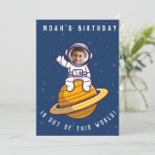 Space Theme Verjaardagsfeest Uitnodigen - aangepas Kaart (Staand voorkant)