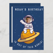 Space Theme Verjaardagsfeest Uitnodigen - aangepas Kaart (Voorkant / Achterkant)