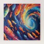 Space themed art with fish legpuzzel (Horizontaal)