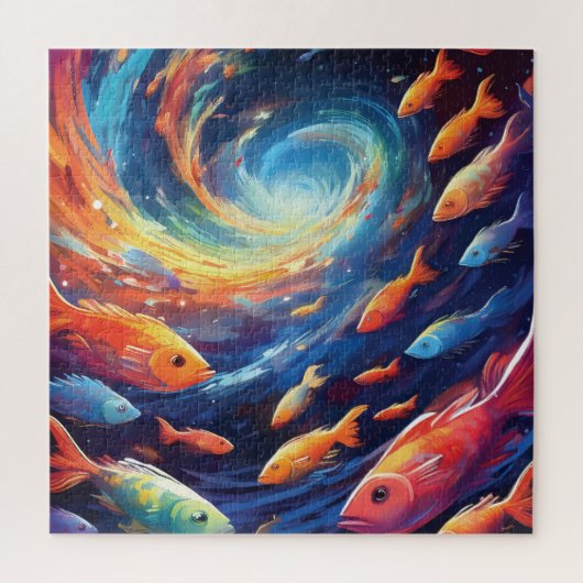 Space themed art with fish legpuzzel (Verticaal)