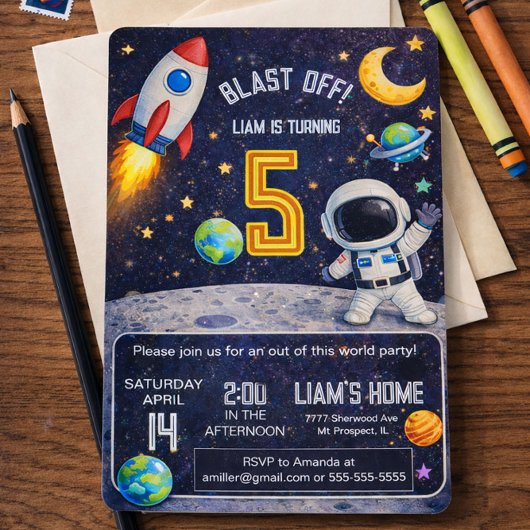 Space Themed Birthday Blast Off Outer Space Kaart