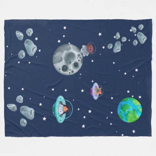 Space themed blanket. fleece deken (Voorkant (Horizontaal))