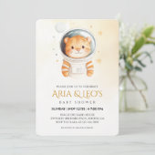Space Tiger Baby shower Invitation Kaart (Staand voorkant)