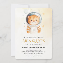 Space Tiger Baby shower Invitation Kaart