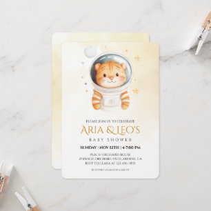 Space Tiger Baby shower Invitation Kaart