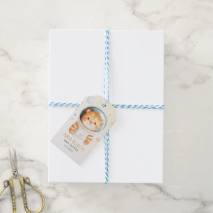 Space Tiger Baby shower voorkeurtags Cadeaulabel