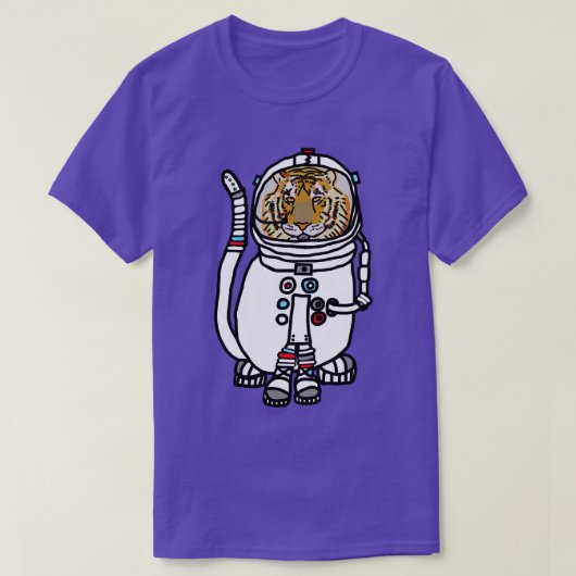 Space Tiger Grappige Astronaut dieren T-shirt (Design voorkant)