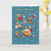 Space Travel Astronauts Verjaardag Kaart (Gele Bloem)