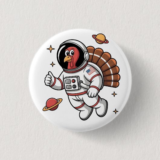 Space Turkey Astronaut Gobbler Thanksgiving Ronde Button 3,2 Cm (Voorkant)