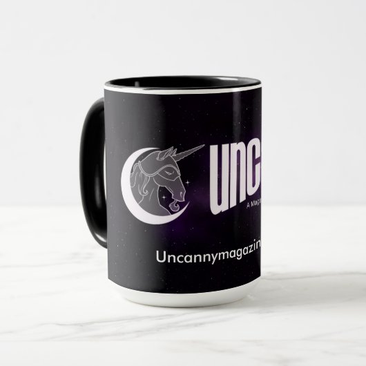 Space Unicorn 15 oz ringer mok (Voorkant links)