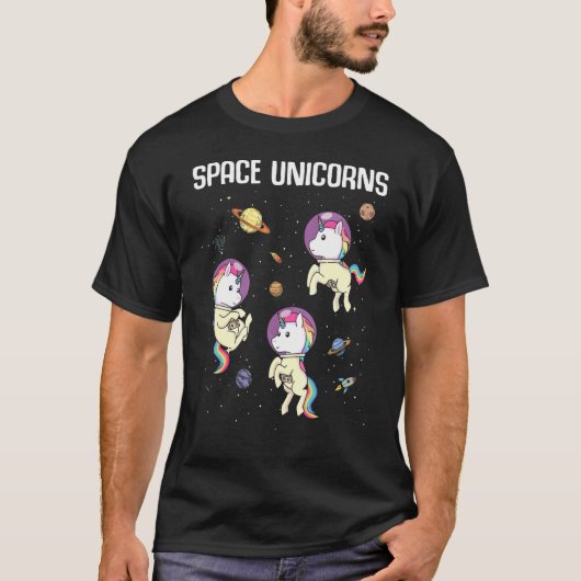 Space Unicorns Astronaut Planet Unicorn 1 T-shirt (Voorkant)