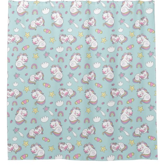 Space Unicorns Shower Curtain Douchegordijn (Voorkant)