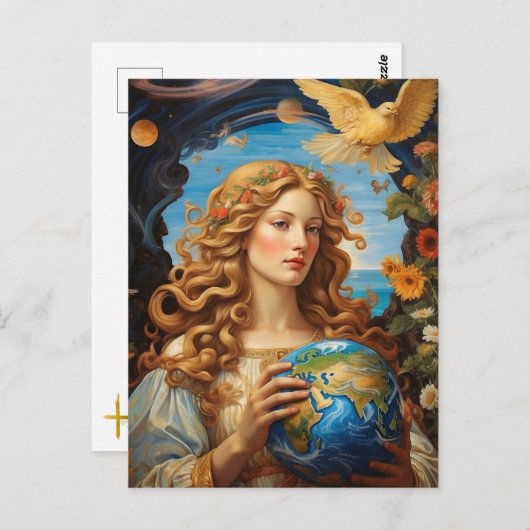 *~* Space Universe Earth Light AP50 Vrouw Briefkaart (Voorkant / Achterkant)