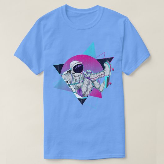 Space Vaporwave Retro 80s Synthwave Skateboarden T-shirt (Design voorkant)