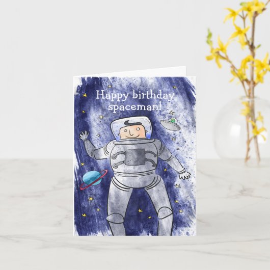 Space verjaardagskaart kaart (Gele Bloem)