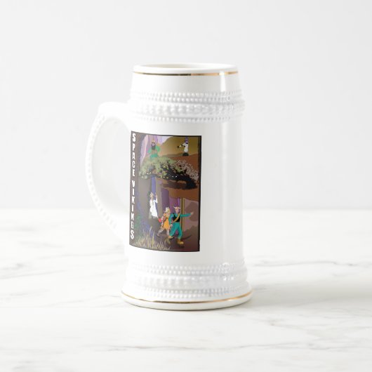 Space Vikings "Lost in Amazonia" Stein Bierpul (Voorkant links)