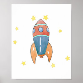 Space wall decor, Rocket print