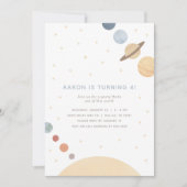Space Waterverf Boy Birthday Party Invitation Kaart (Voorkant)