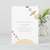 Space Waterverf Boy Birthday Party Invitation Kaart (Staand voorkant)