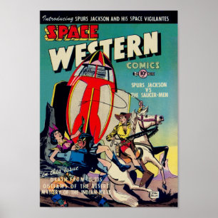 'Space Western' uit de Golden Age Comic Art Poster