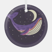 Space whale: kleurrijk geïllustreerd portret. glas ornament (Voorkant)