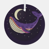 Space whale: kleurrijk geïllustreerd portret. glas ornament (Achterkant)