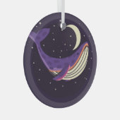 Space whale: kleurrijk geïllustreerd portret. glas ornament (Voorkant Rechts)
