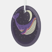 Space whale: kleurrijk geïllustreerd portret. glas ornament (Voorkant links)