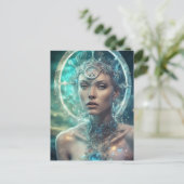 Space Woman Mooie Scifi Briefkaart (Staand voorkant)