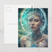 Space Woman Mooie Scifi Briefkaart (Voorkant / Achterkant)
