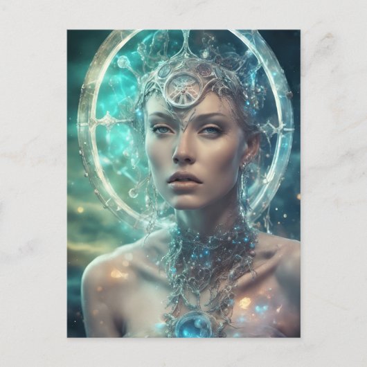Space Woman Mooie Scifi Briefkaart (Voorkant)
