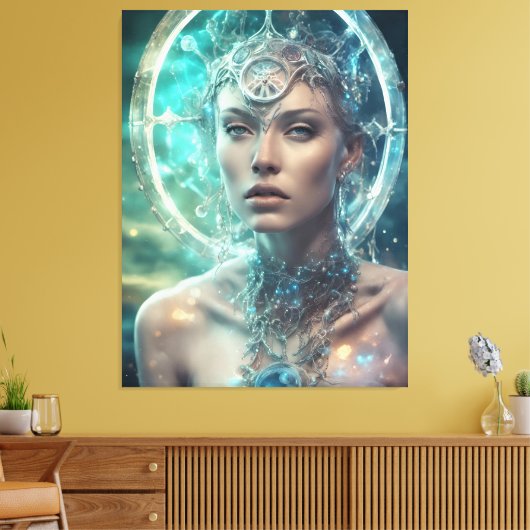 Space Woman Mooie Scifi Canvas Afdruk (Insitu (Woonkamer))