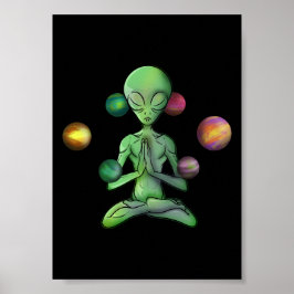 Space Yoga Spirituele Alien-reclame Poster