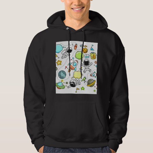 "Space" zwarte Mannen-hoodie Hoodie (Voorkant)