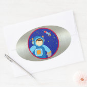 Spaceboy Drijvend buiten het ruimteschip Ovale Sticker (Envelop)