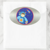Spaceboy Drijvend buiten het ruimteschip Ovale Sticker (Tas)