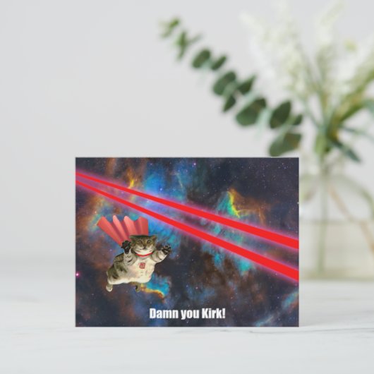 Spacecat Dodging Phasers Briefkaart (Staand voorkant)