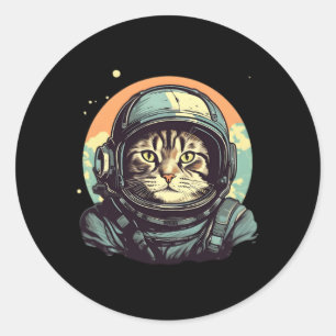 SpaceCat Explorer Kat Astronaut Ronde Sticker