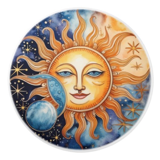 SpaceCore Sun Moon Face Keramische Knop (Voorkant)