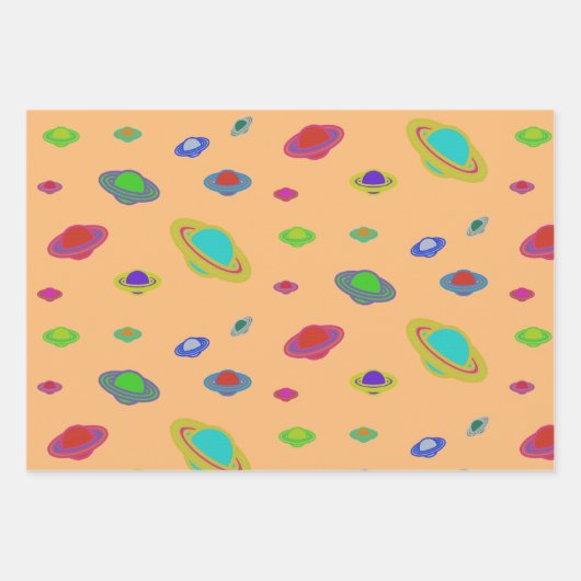 Spaced Alien Spaceship Wrapping paper (Voorkant 3)
