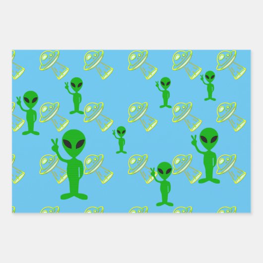 Spaced Alien Spaceship Wrapping paper (Voorkant 2)