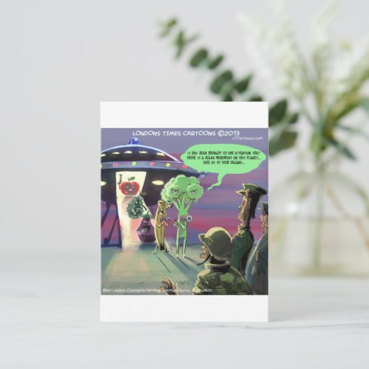 Spaced Out Vegan Funny Briefkaart (Staand voorkant)