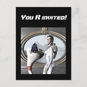 spacegirl uitnodiging briefkaart