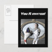  spacegirl uitnodiging briefkaart (Voorkant / Achterkant)