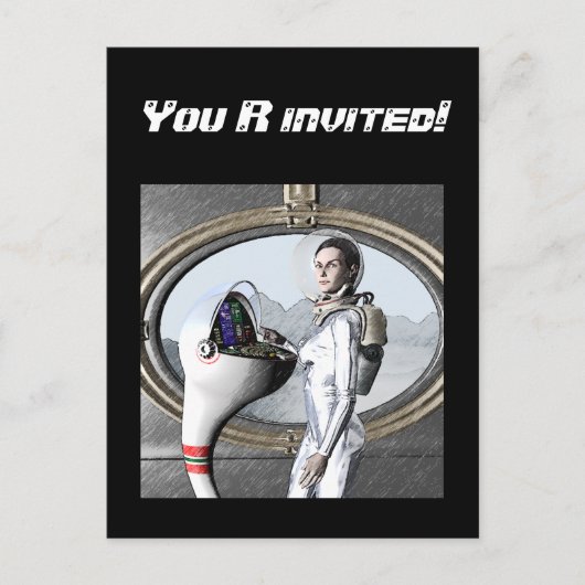  spacegirl uitnodiging briefkaart (Voorkant)