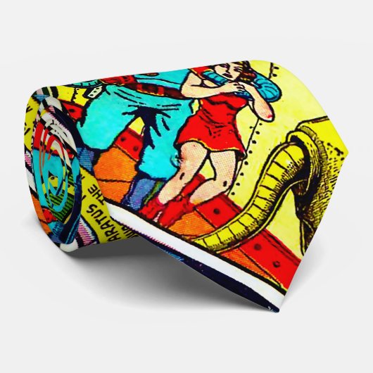 SpaceHawk, martianen en een Damsel Comic Book Page Stropdas (Opgerold)